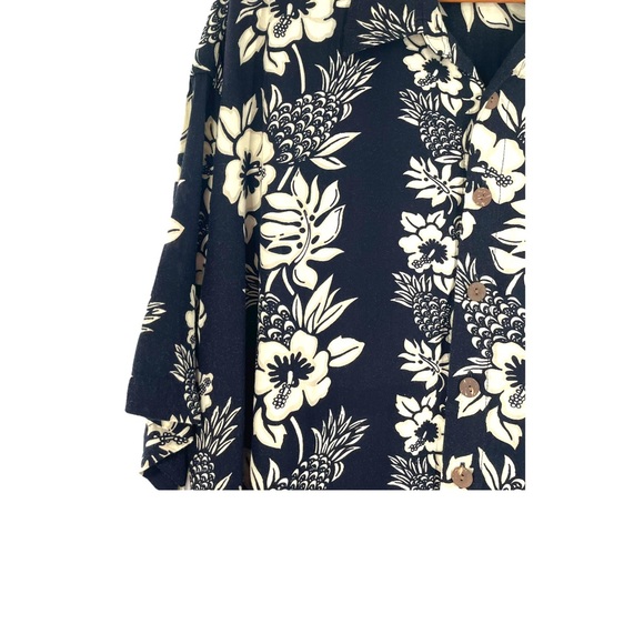 Dreamland 100% Rayon Short Sleeve Button Down Aloha Shirt in Black & Tan Size XL - Picture 4 of 10